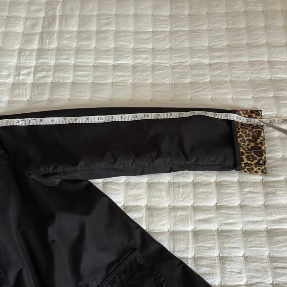 VTG Dennis Basso Nylon Barn Jacket Rain Coat Women's M | Black & Animal Print - Picture 12 of 12